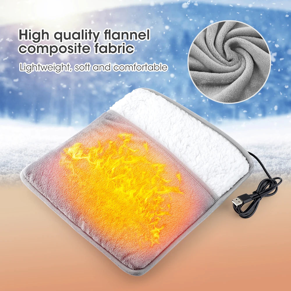 USB Plush Electric Foot Warmer with Dual-Sided Heating