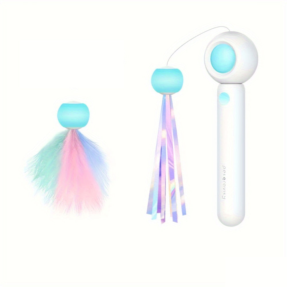 Cat Teaser Stick with Feather Head – Interactive Exercise Toy for Indoor Cats
